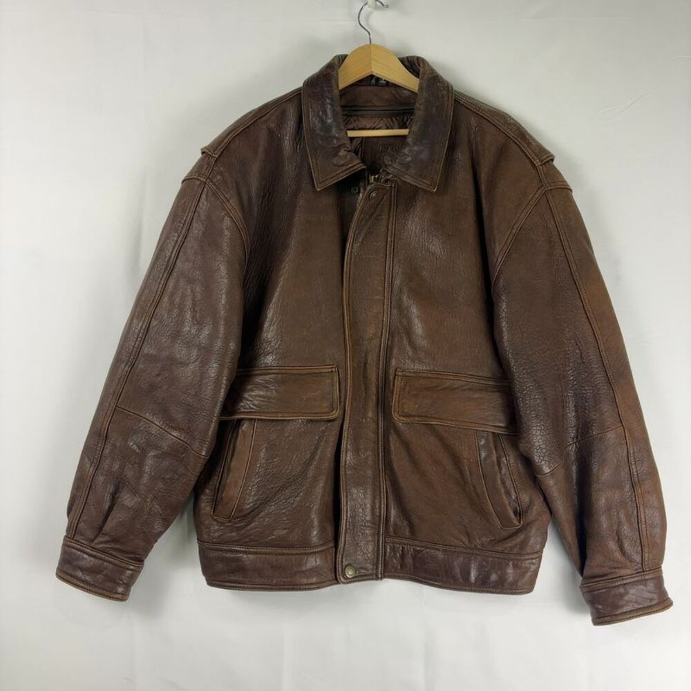 Field Gear Men's Brown Genuine Leather Bomber Jacket